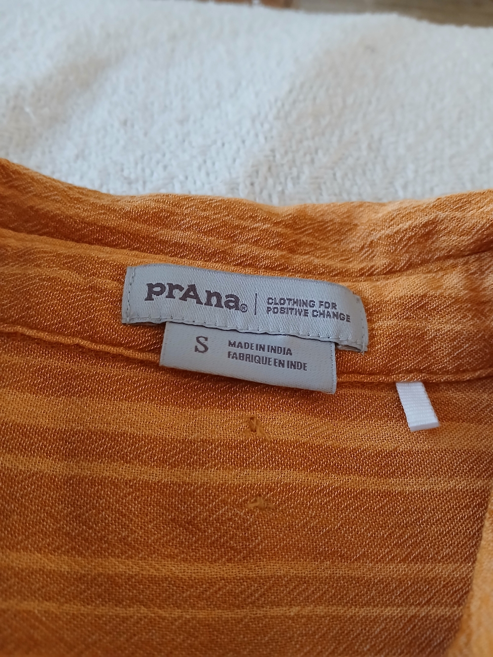 Prana Women's Orange Striped Button Down Tunic Top
